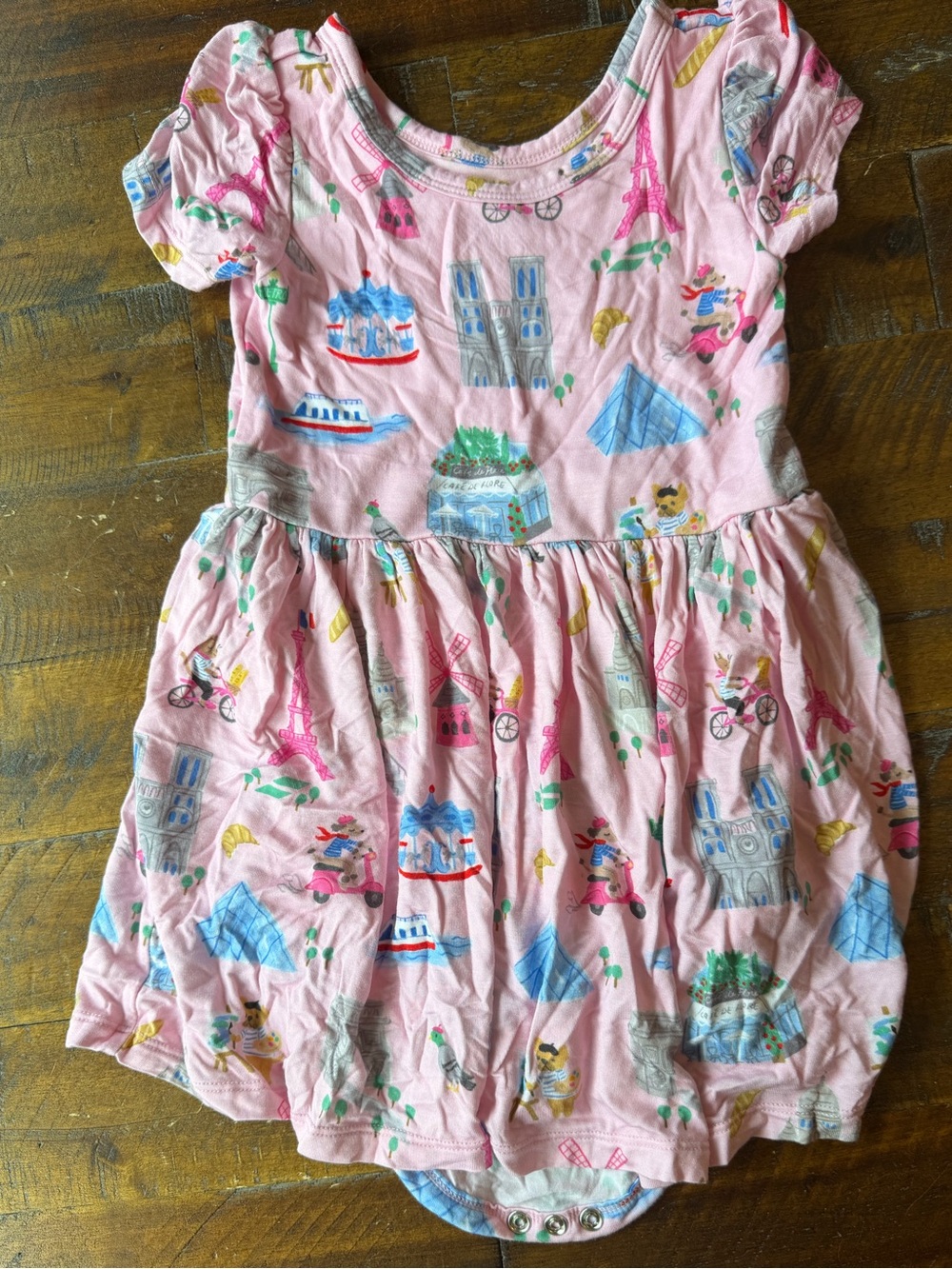 Little Sleepies Pink Paris Landmark Dress with bodysuit